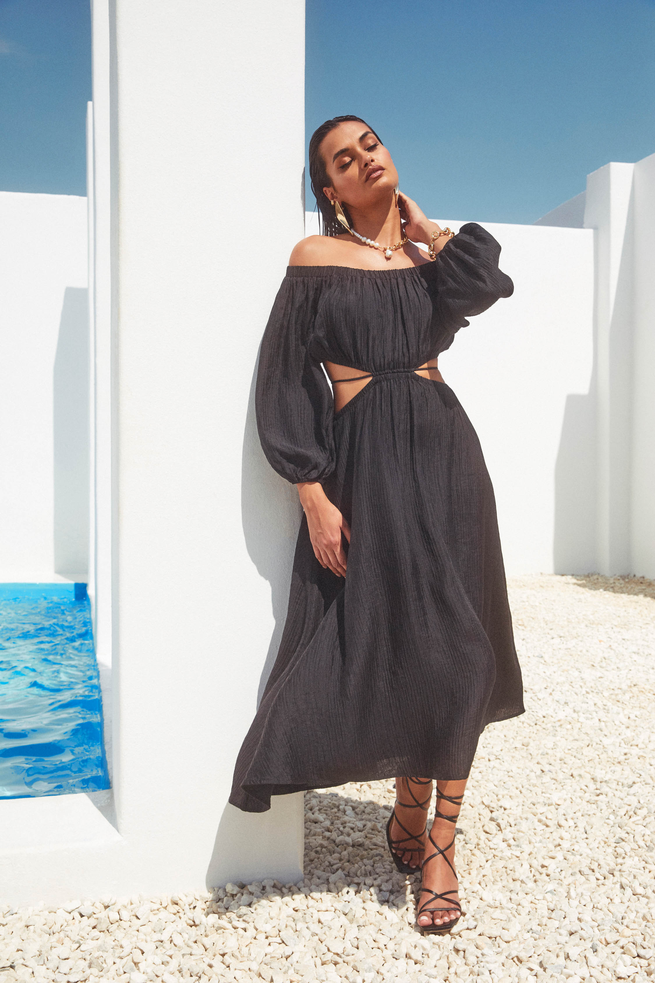 Cassian Off Shoulder Midi Dress