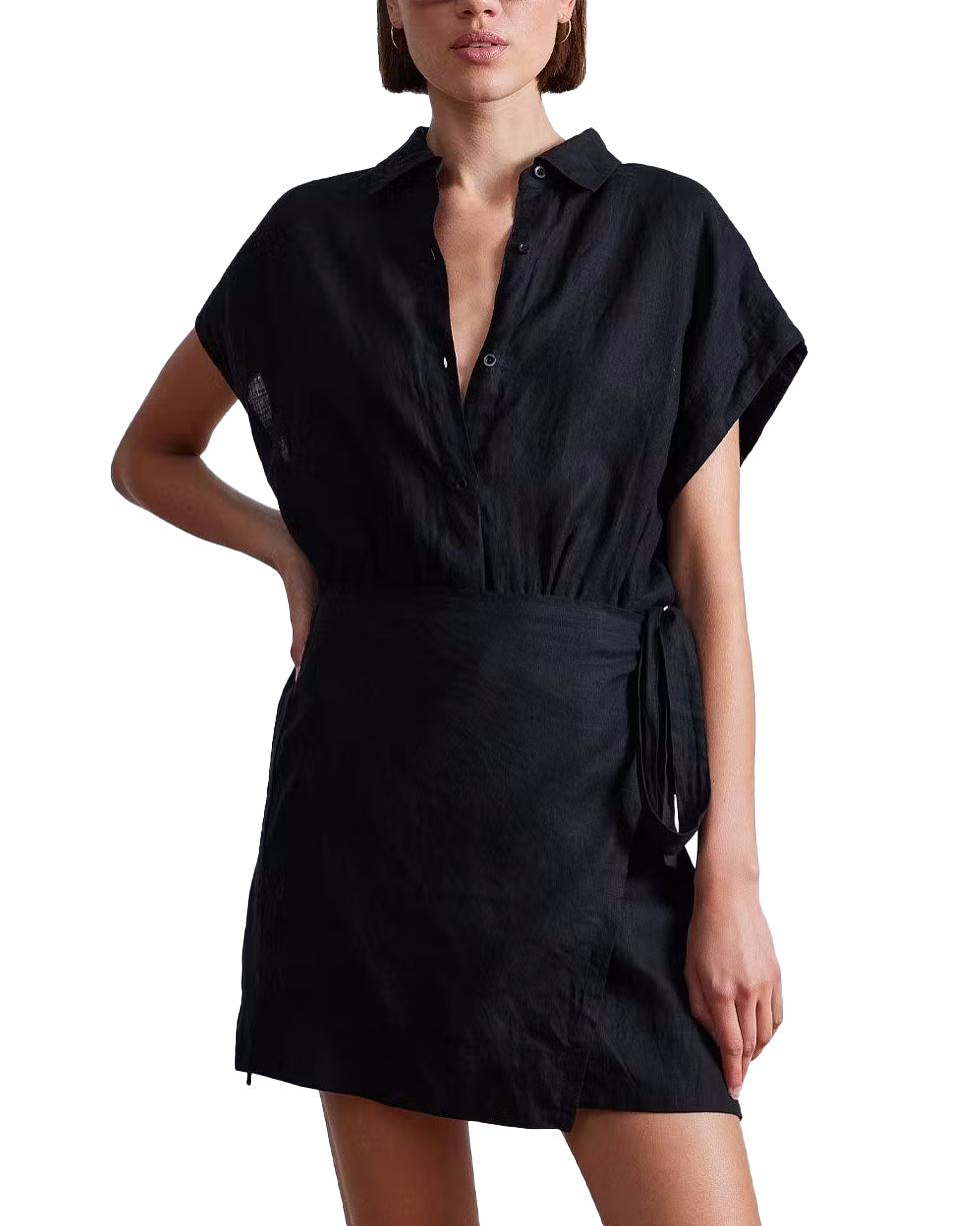 Catania Mini Wrap Dress - Black