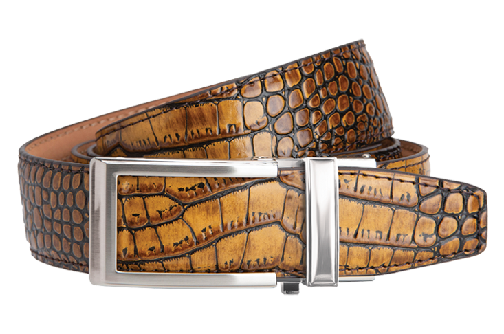 Cayman Brown and Tan Dress Belt with 1 3/8 Strap