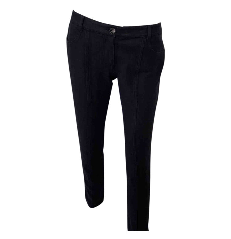 Chanel Black Cotton Low Rider Pant Jeans, Size FR 38 US 4/6