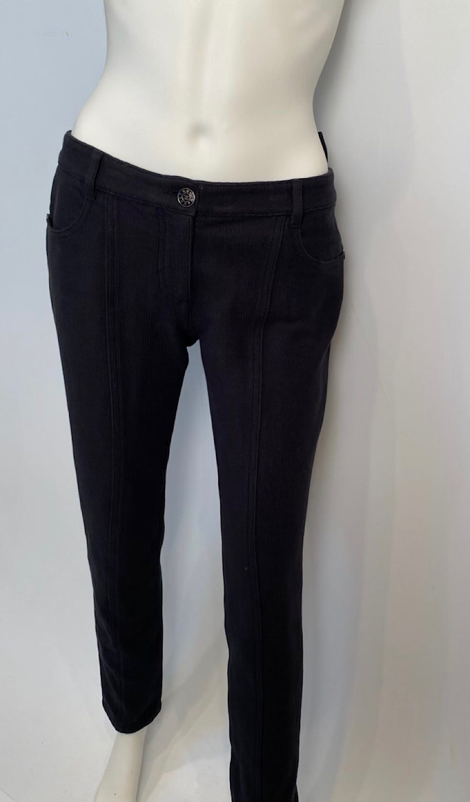 Chanel Black Cotton Low Rider Pant Jeans, Size FR 38 US 4/6