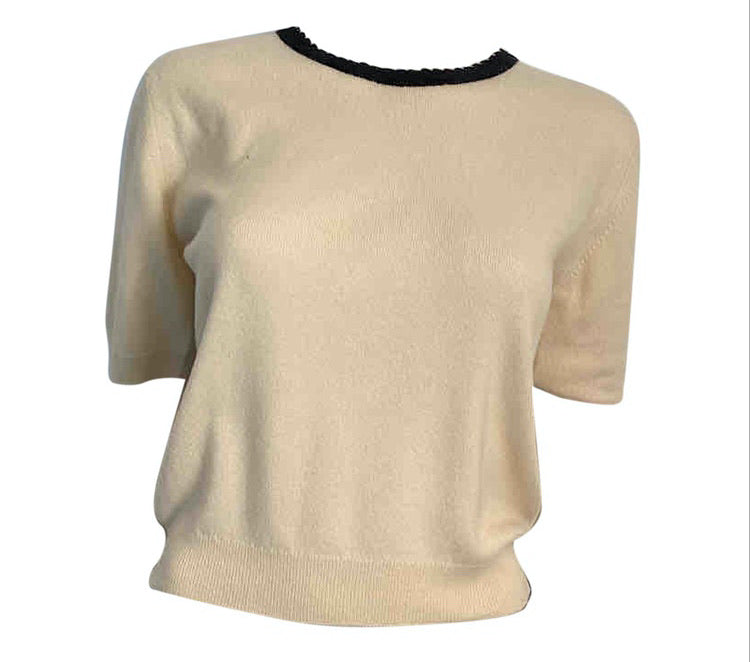 Chanel Winter White Sweater Top Blouse Size 6