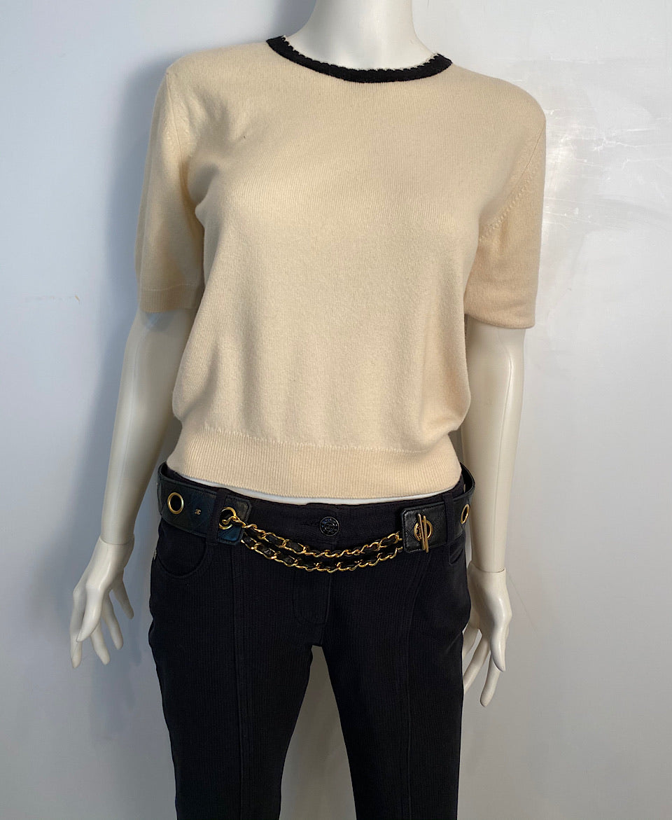 Chanel Winter White Sweater Top Blouse Size 6