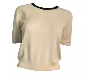 Chanel Winter White Sweater Top Blouse Size 6