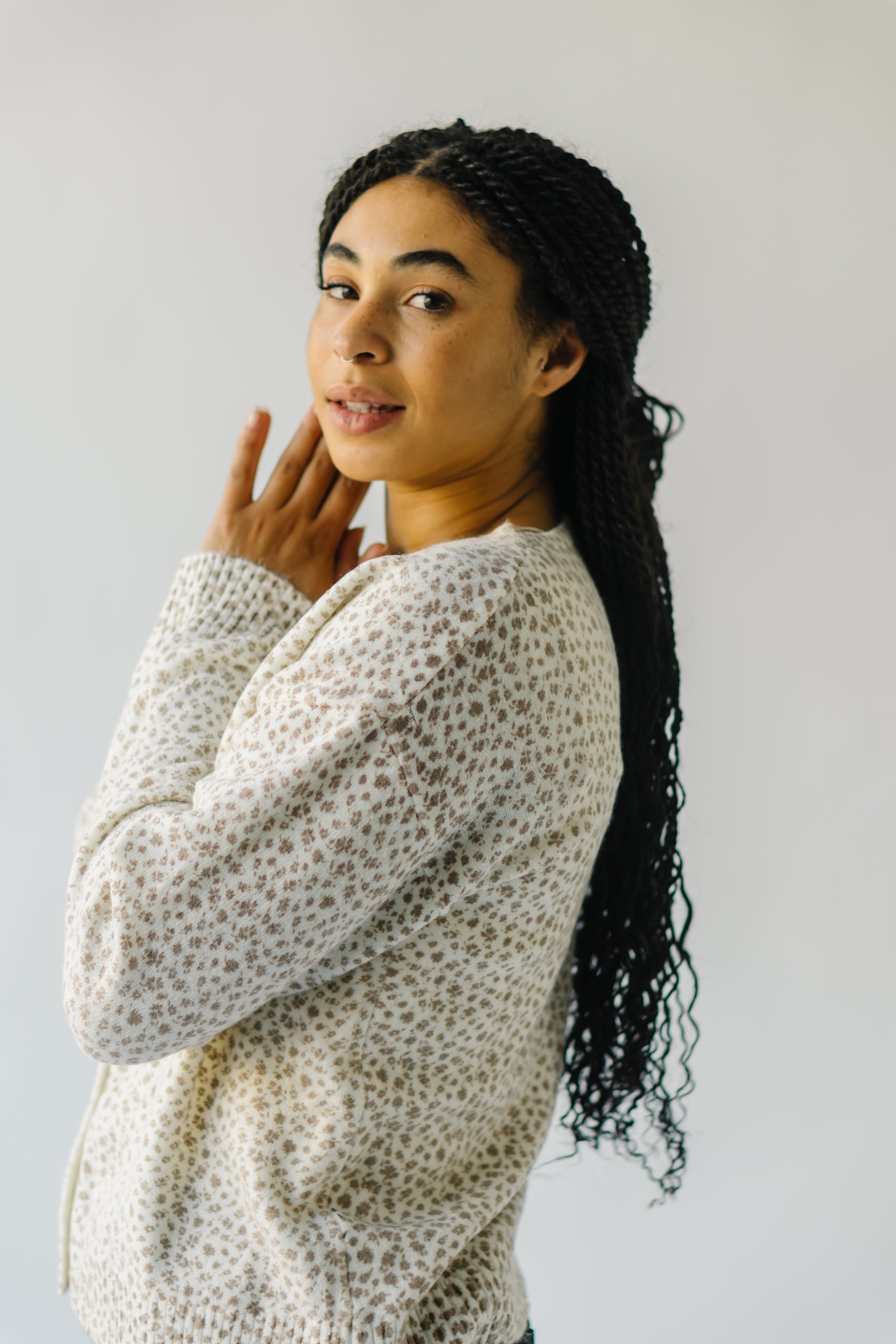 Chaplin Floral Cardigan Cream Taupe.