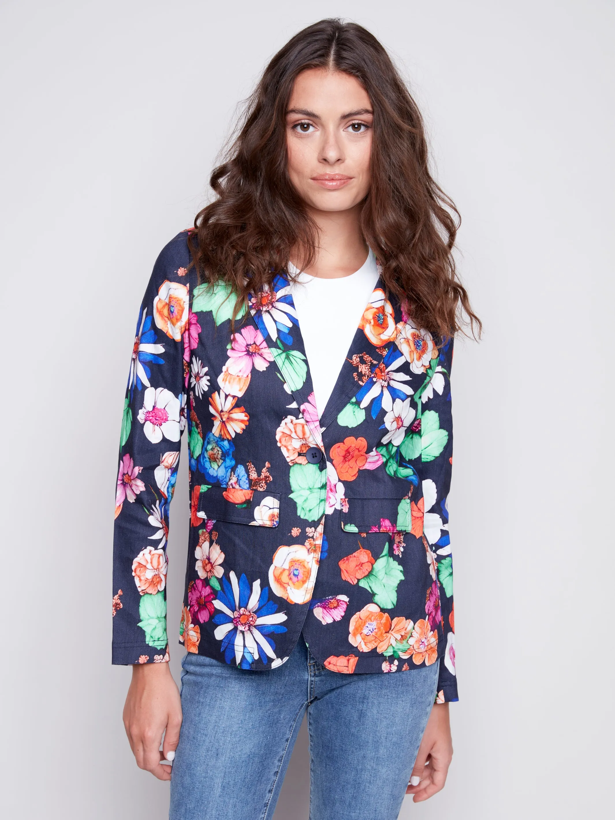 Charlie B Printed Linen Blazer