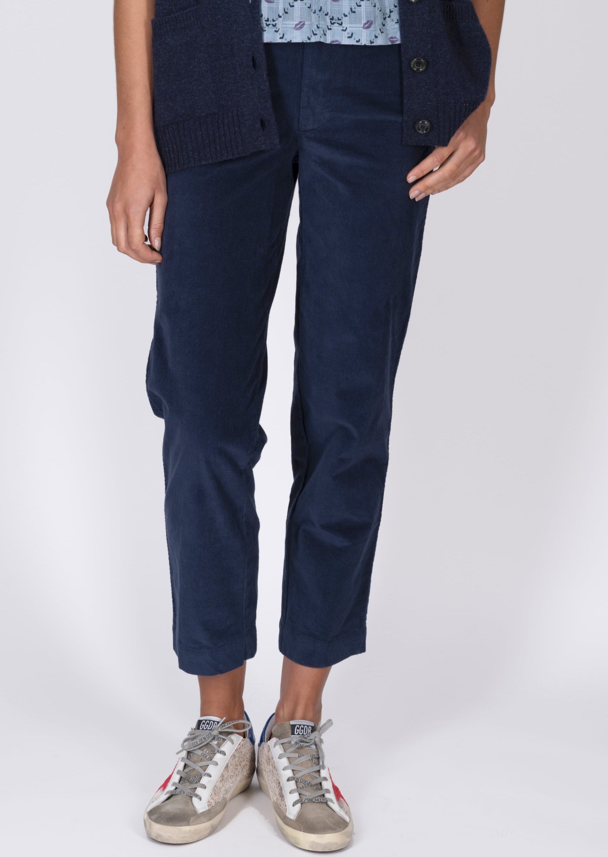 Chino stretch corduroy navy trousers