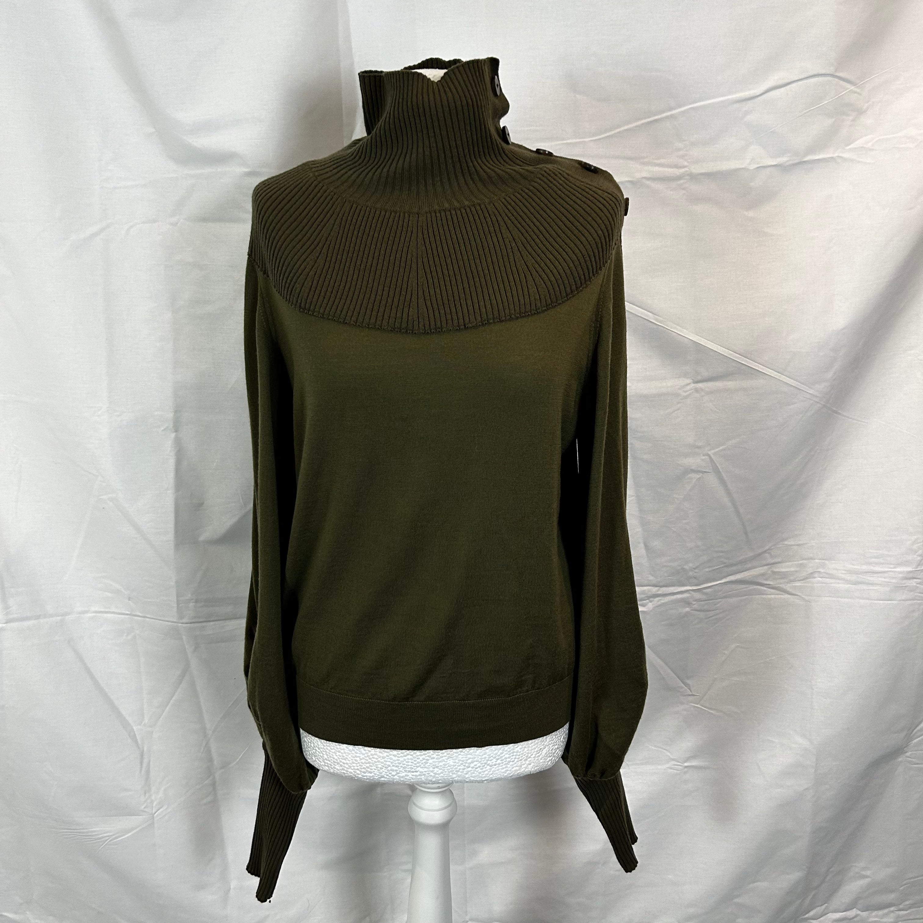 Chloe Olive Wool Bell Sleeve Sweater XL