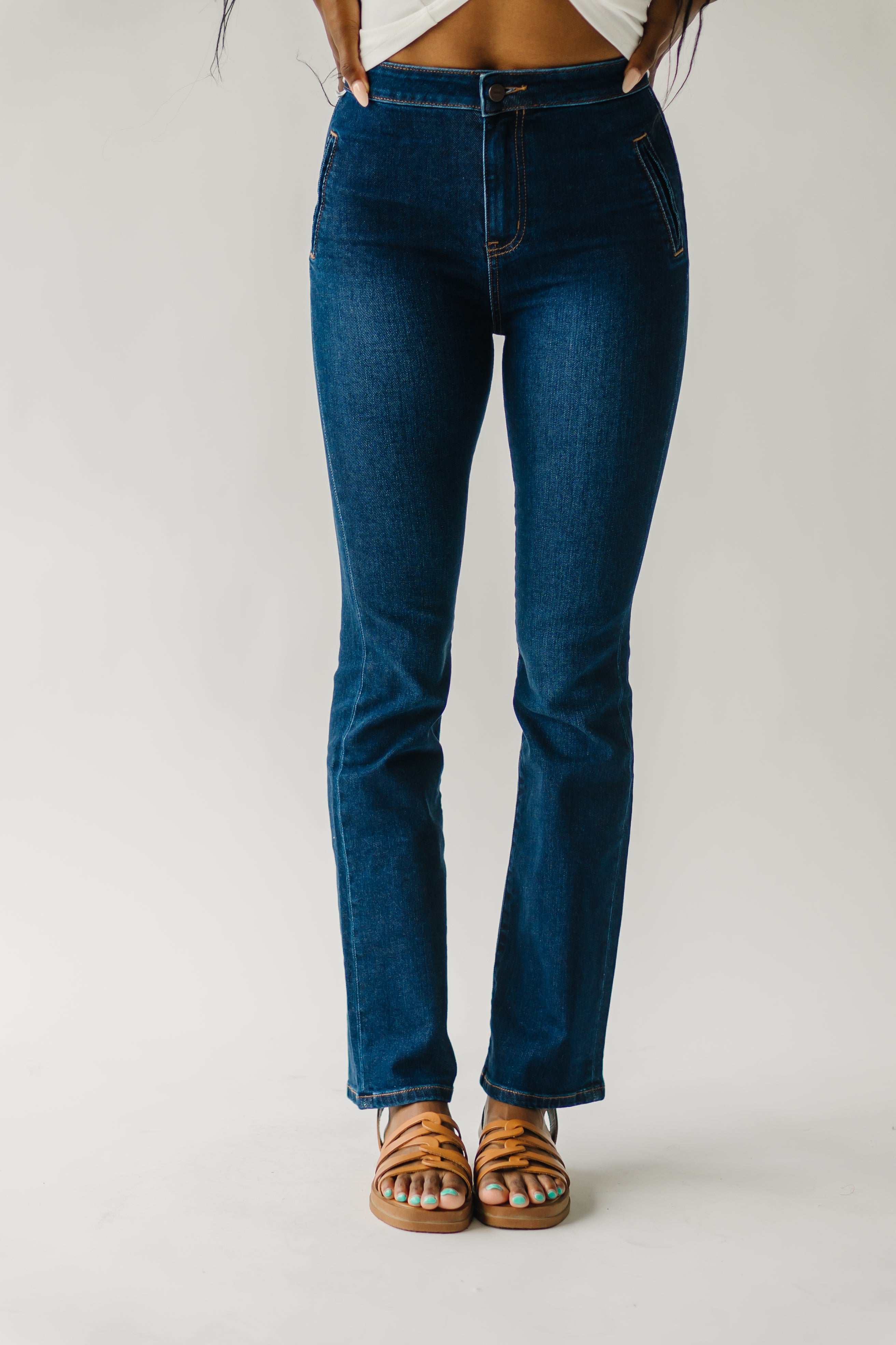 Claymont High Rise Bootcut Jean Dark Blue