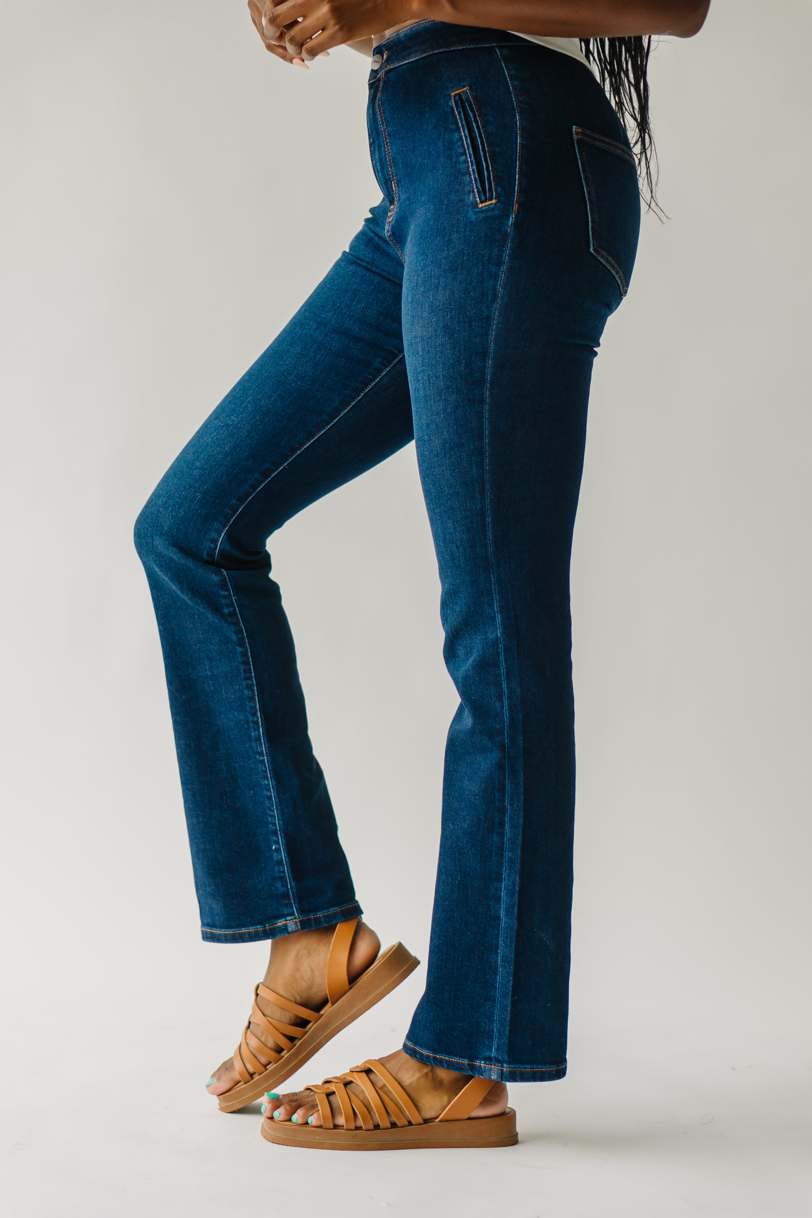 Claymont High Rise Bootcut Jean Dark Blue