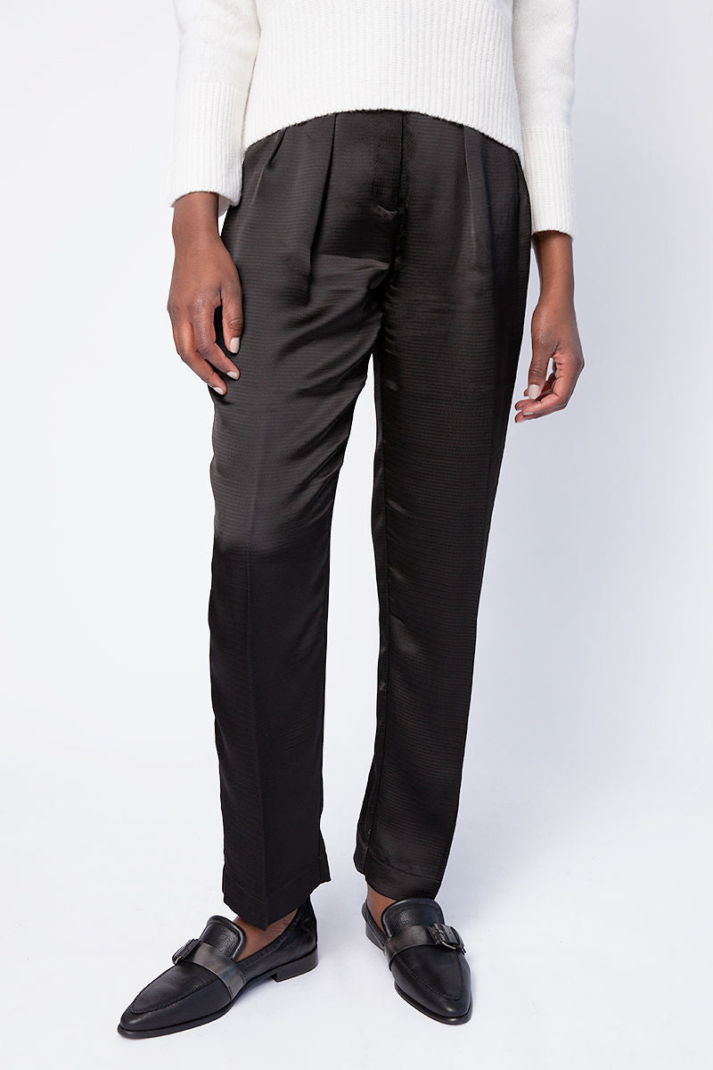 Cloquet Satin High Waist Pant - Nero