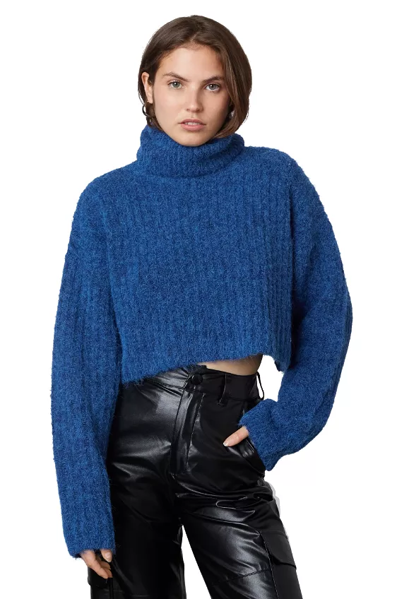 Cobalt Bruni Crop Turtleneck Sweater - Buy Now