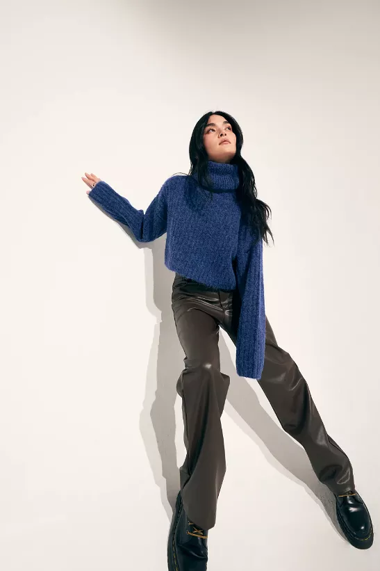 Cobalt Bruni Crop Turtleneck Sweater - Buy Now