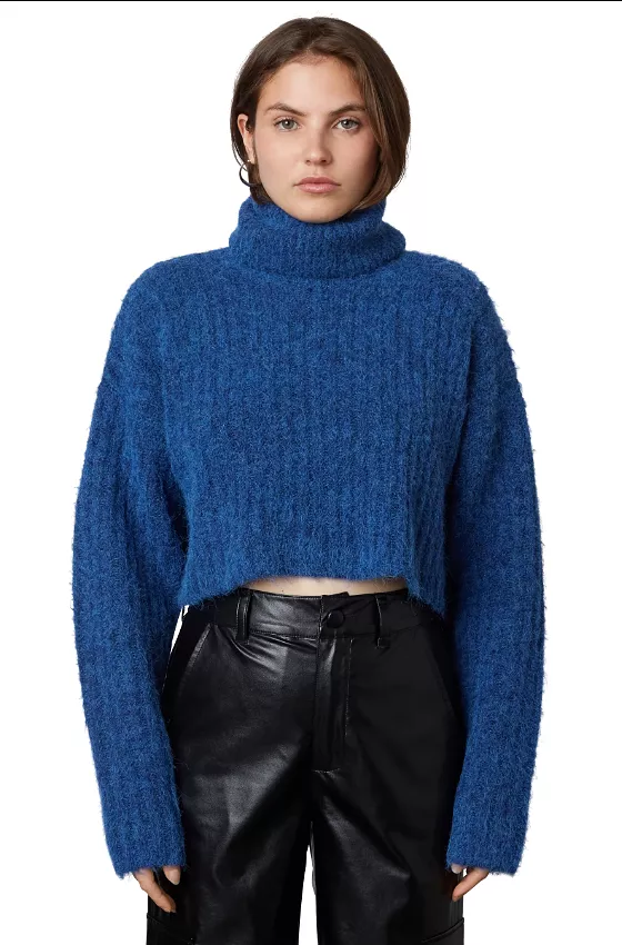 Cobalt Bruni Crop Turtleneck Sweater - Buy Now