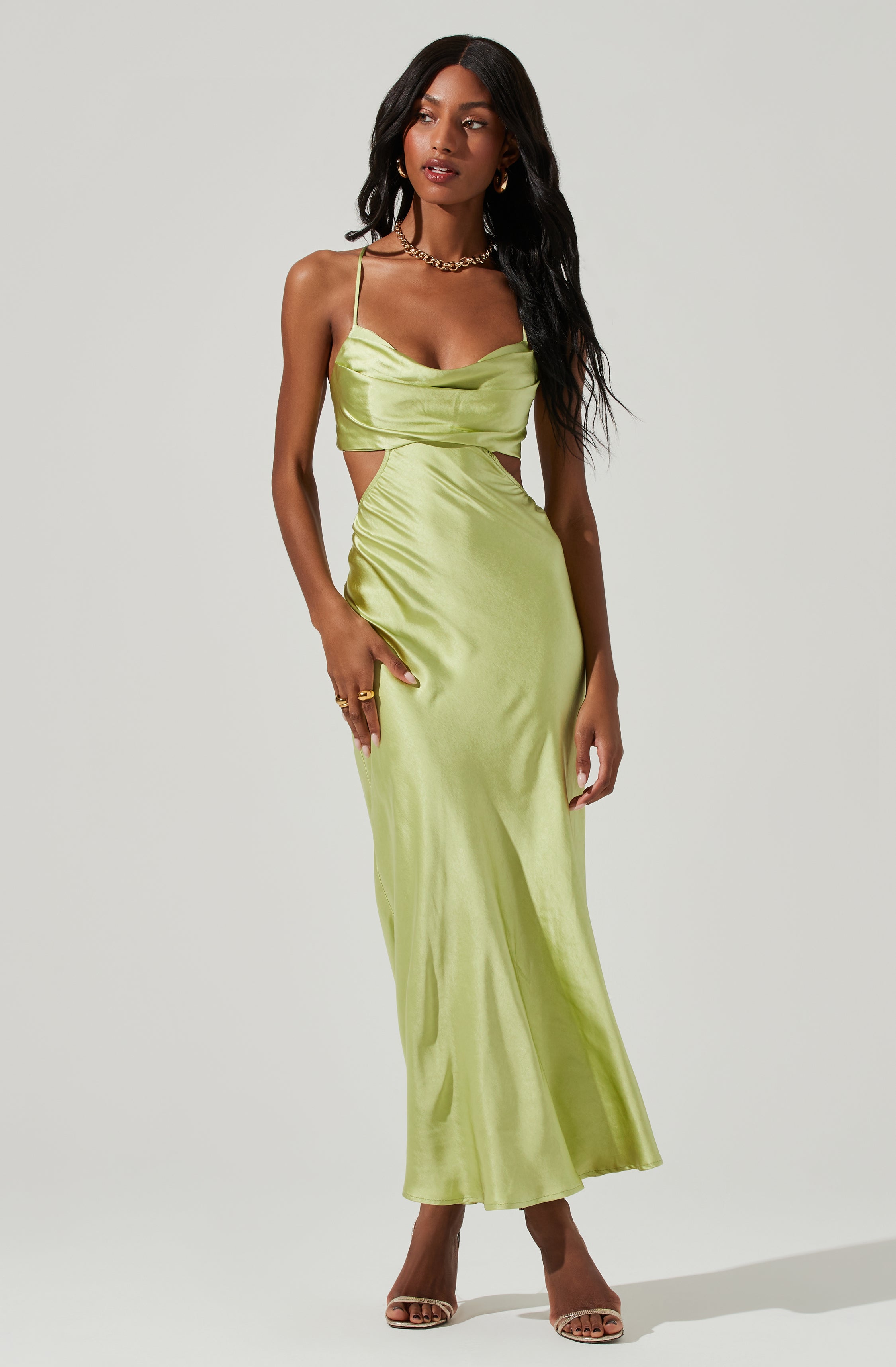 Colette Cutout Satin Midi Dress