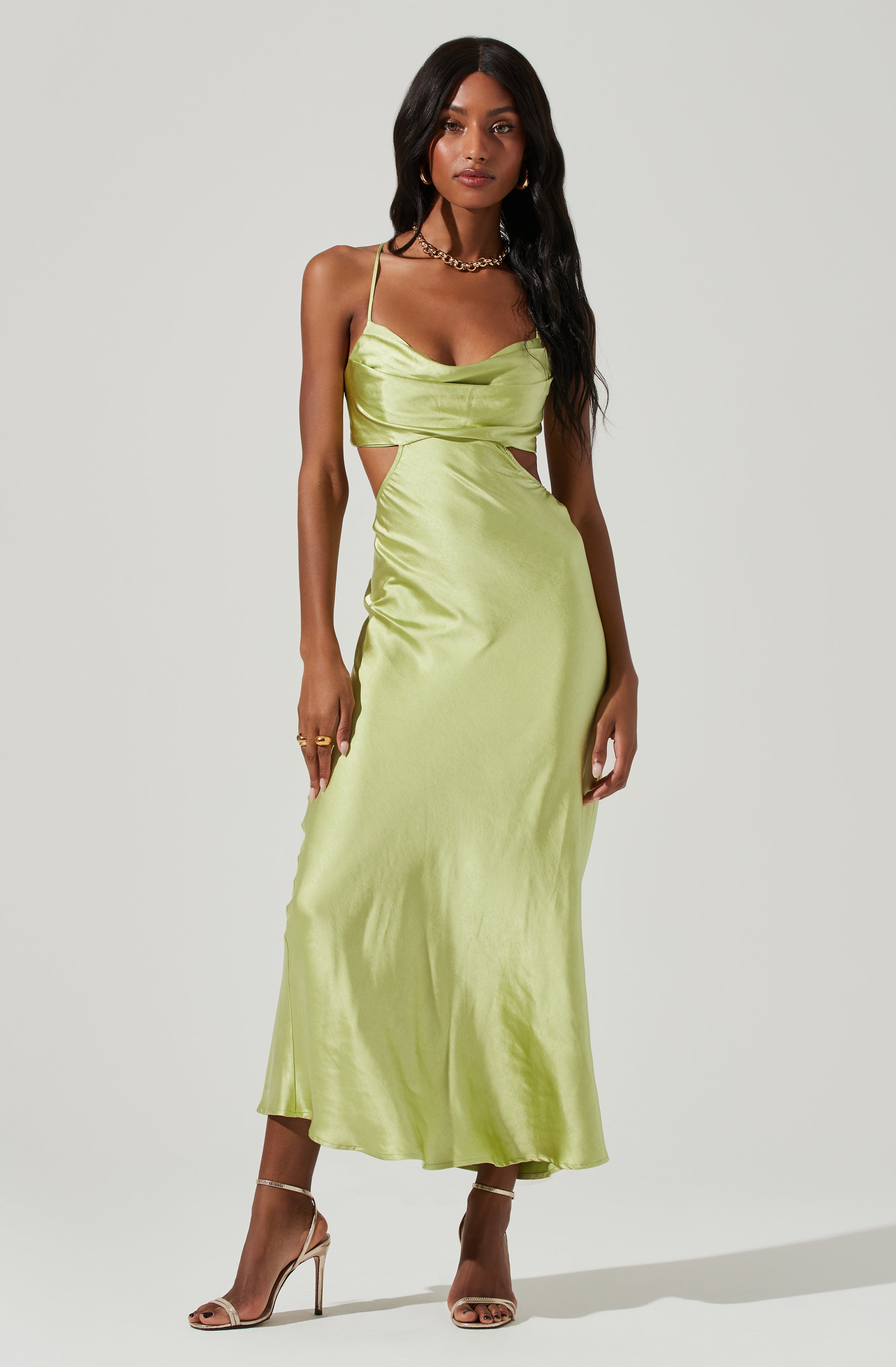 Colette Cutout Satin Midi Dress