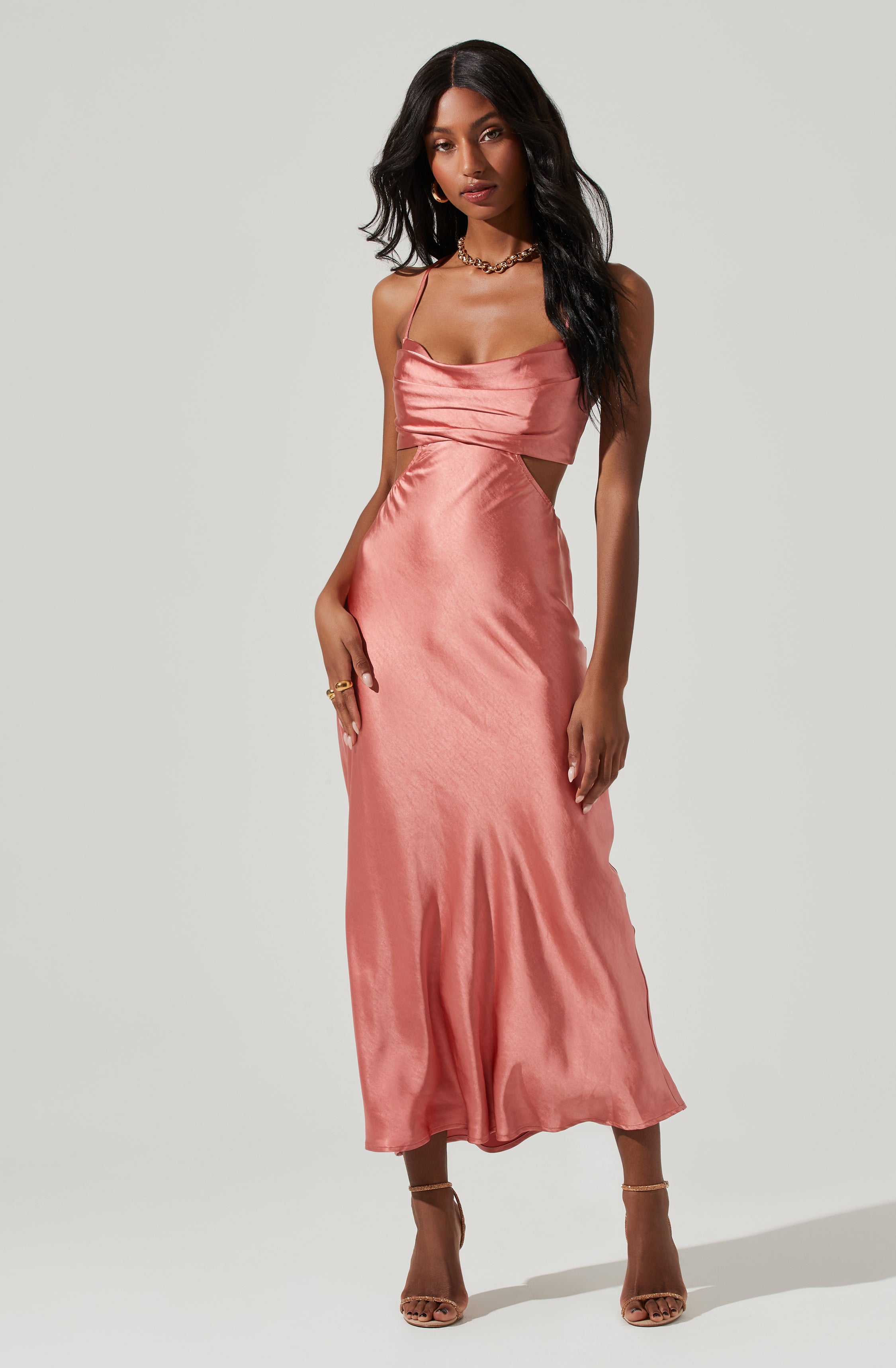 Colette Cutout Satin Midi Dress