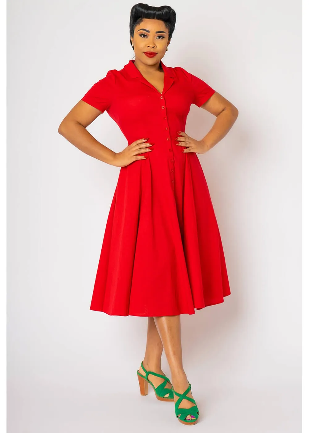 Red 1950s Swing Dress by Collectif Caterina