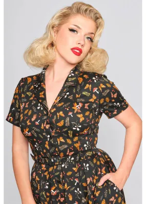 Collectif Black Caterina Butterfly Woodland 50's Swing Dress