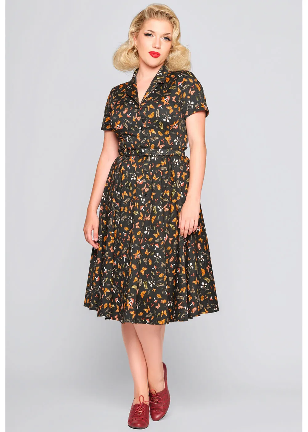 Collectif Black Caterina Butterfly Woodland 50's Swing Dress