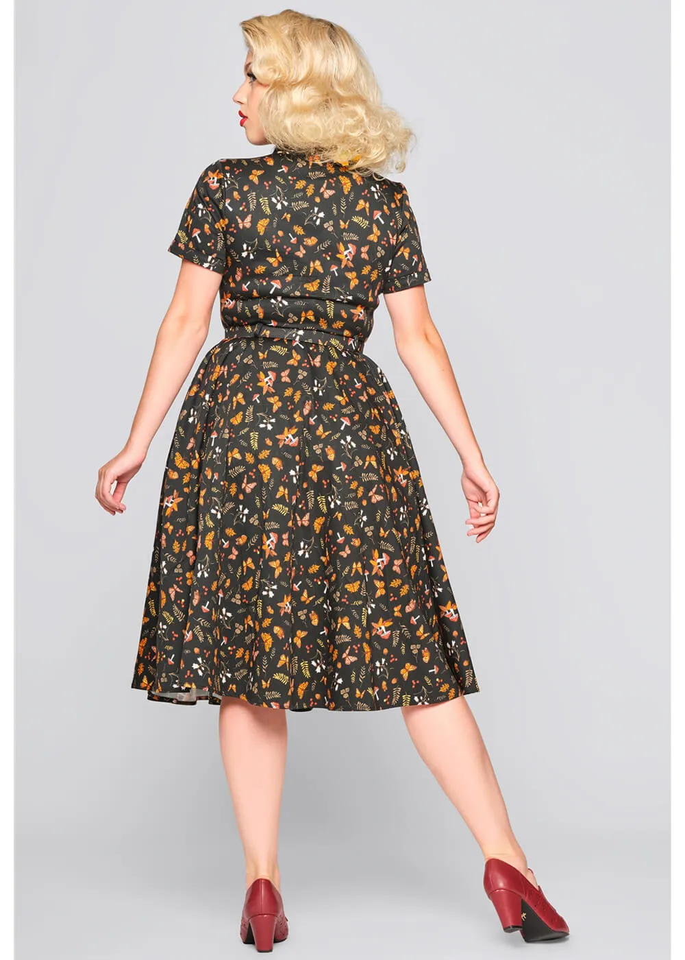 Collectif Black Caterina Butterfly Woodland 50's Swing Dress