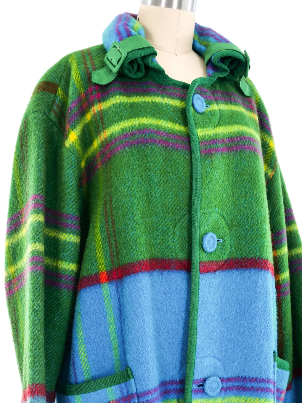 Colorblock Plaid Wool Coat by Hai Sporting Gear by Issey Miyake