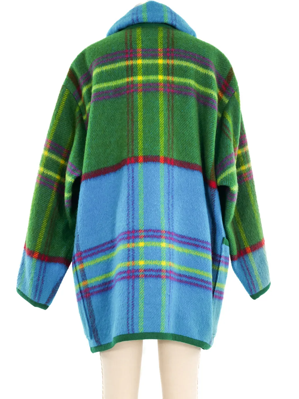 Colorblock Plaid Wool Coat by Hai Sporting Gear by Issey Miyake