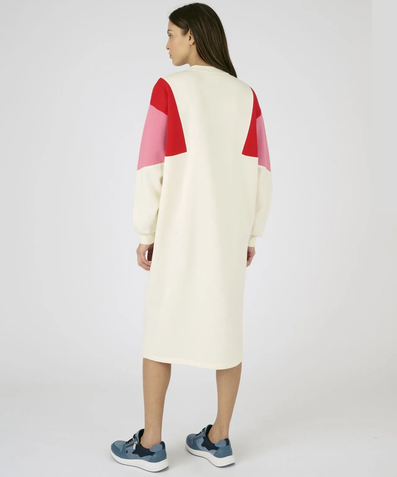 Colorblock Sweatshirt Dress with Long Sleeves