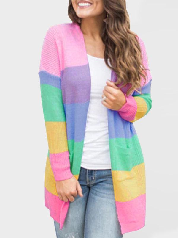 Contrast Striped Knit Cardigan | Shop Now