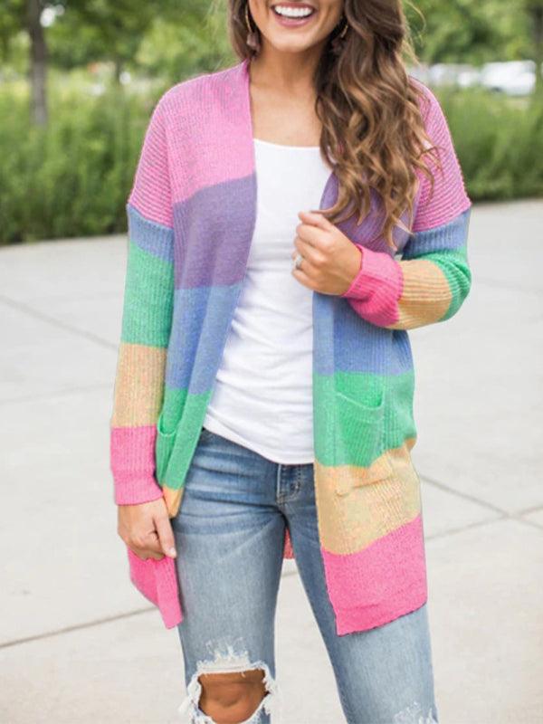 Contrast Striped Knit Cardigan | Shop Now