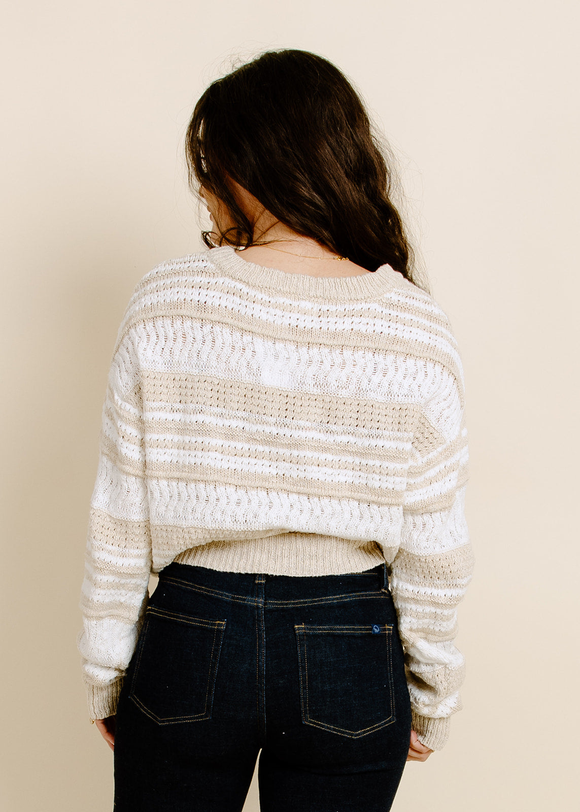 Coralie Striped Sweater - Ivory/Taupe