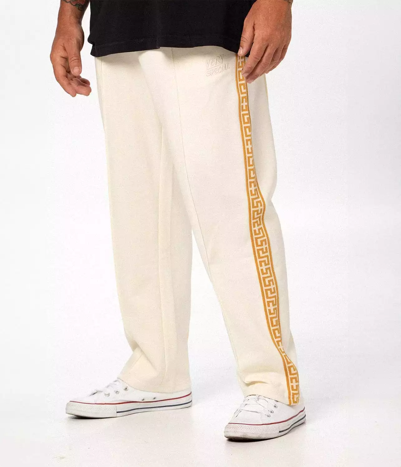 Cream Geo Track Pant.