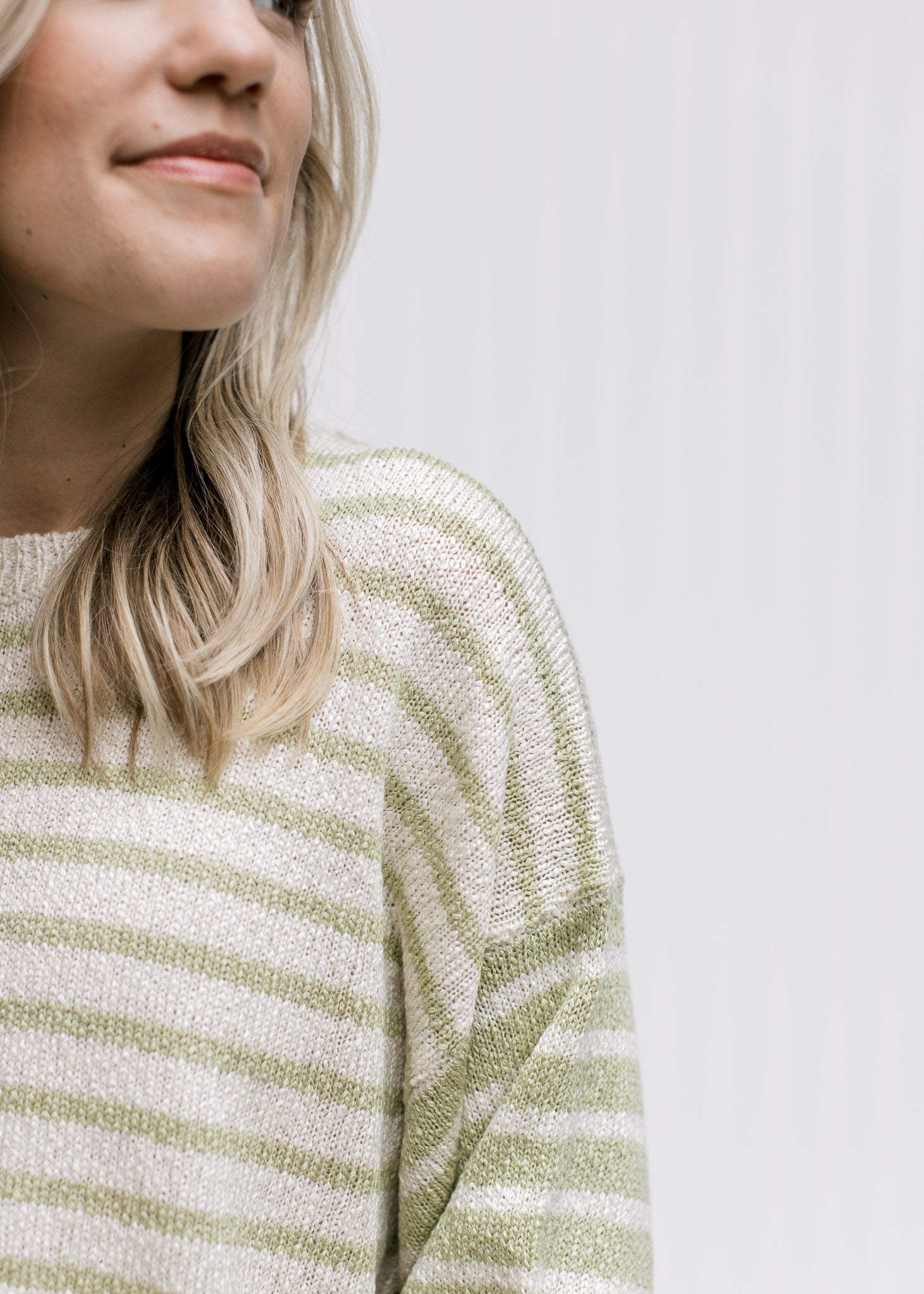 Cream Lime Stripe Sweater