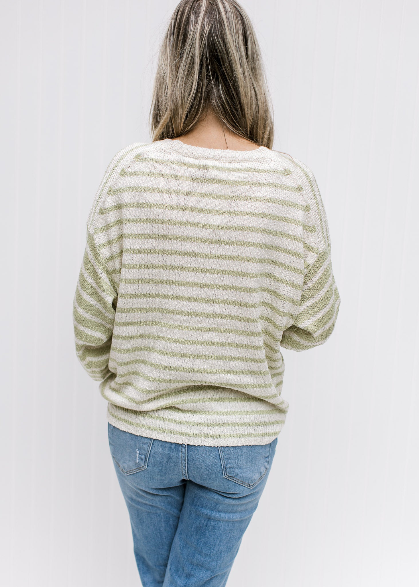 Cream Lime Stripe Sweater