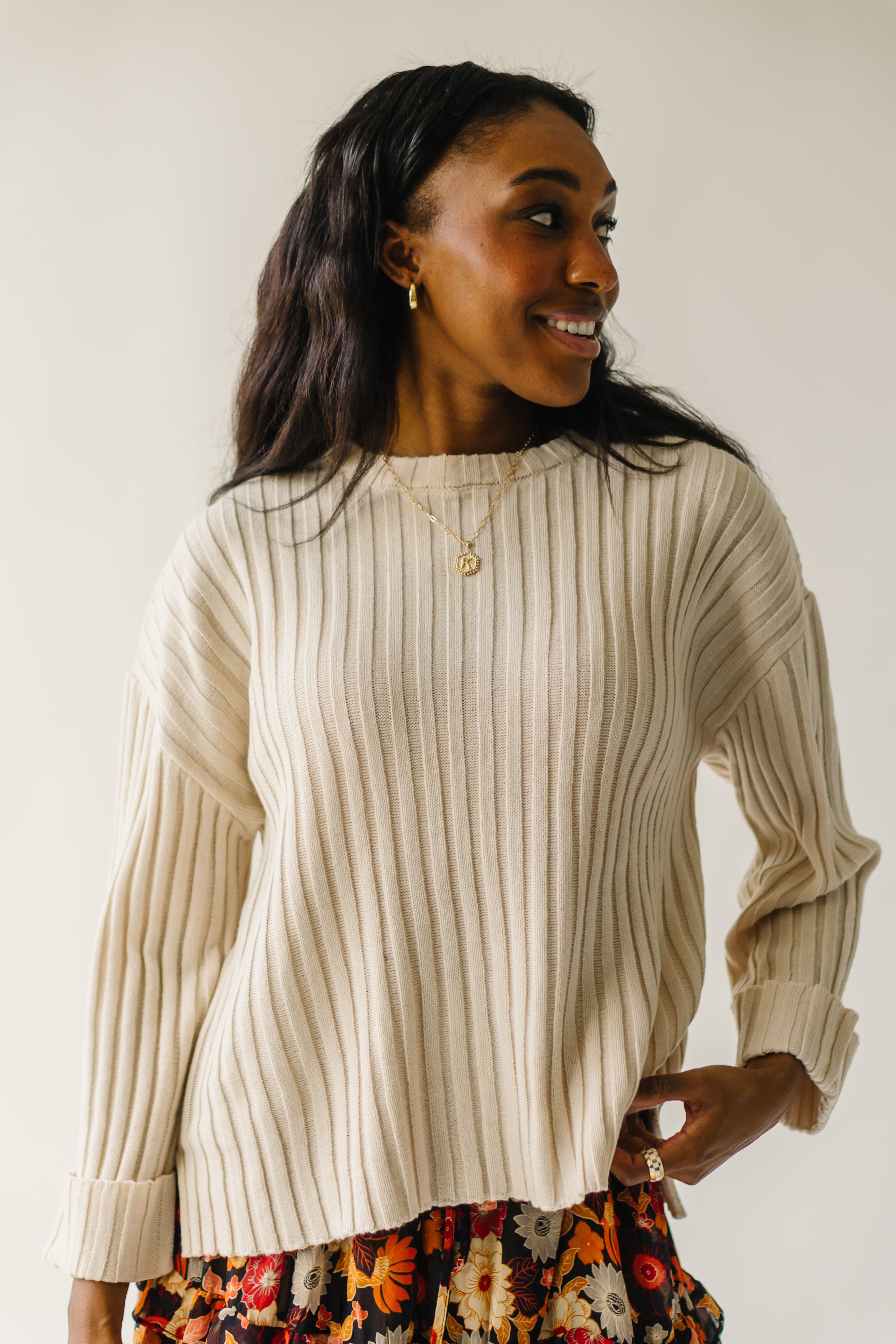 Cream Una Textured Sweater