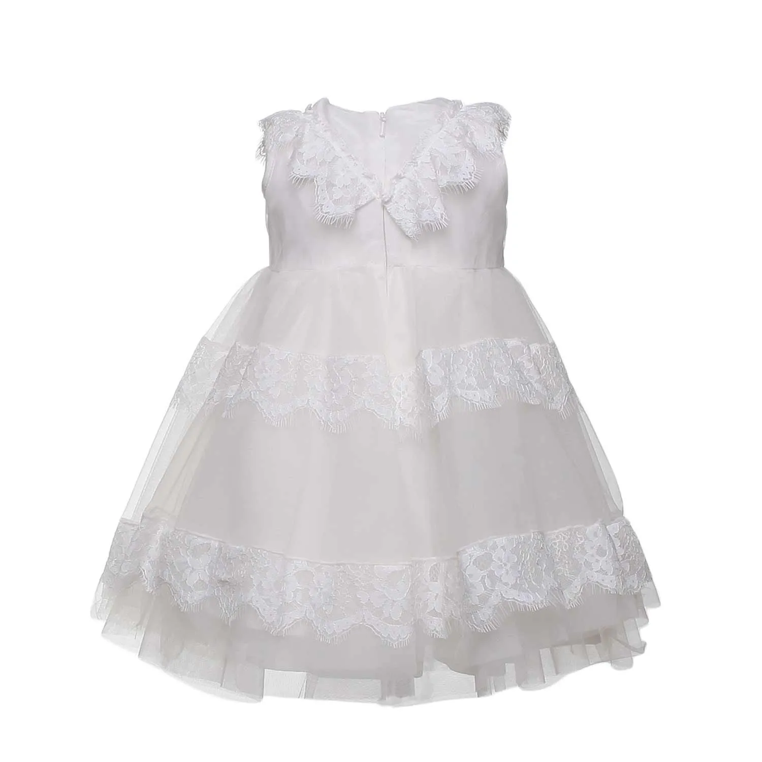 Cream White Dress For Baby Girl by Monnalisa