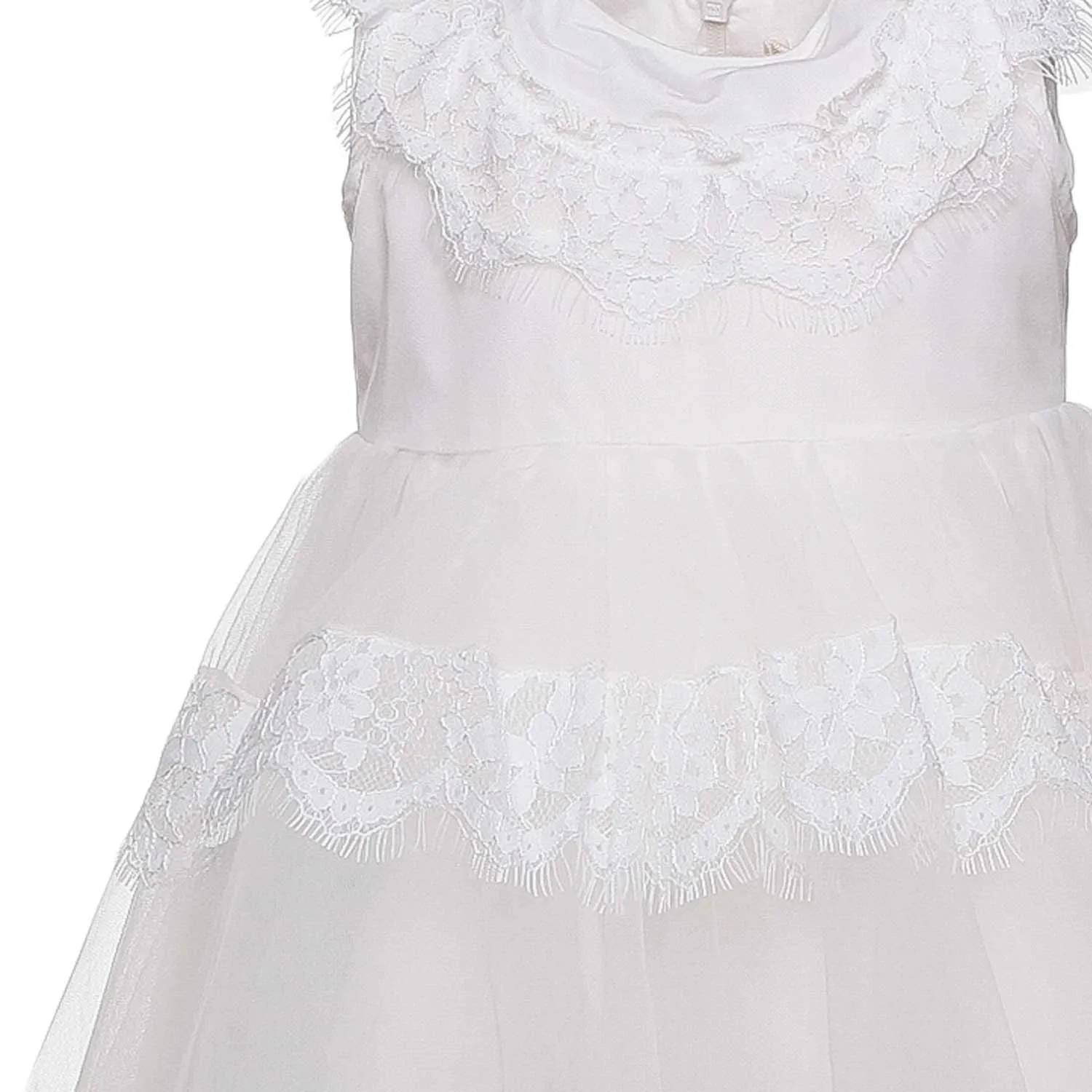 Cream White Dress For Baby Girl by Monnalisa