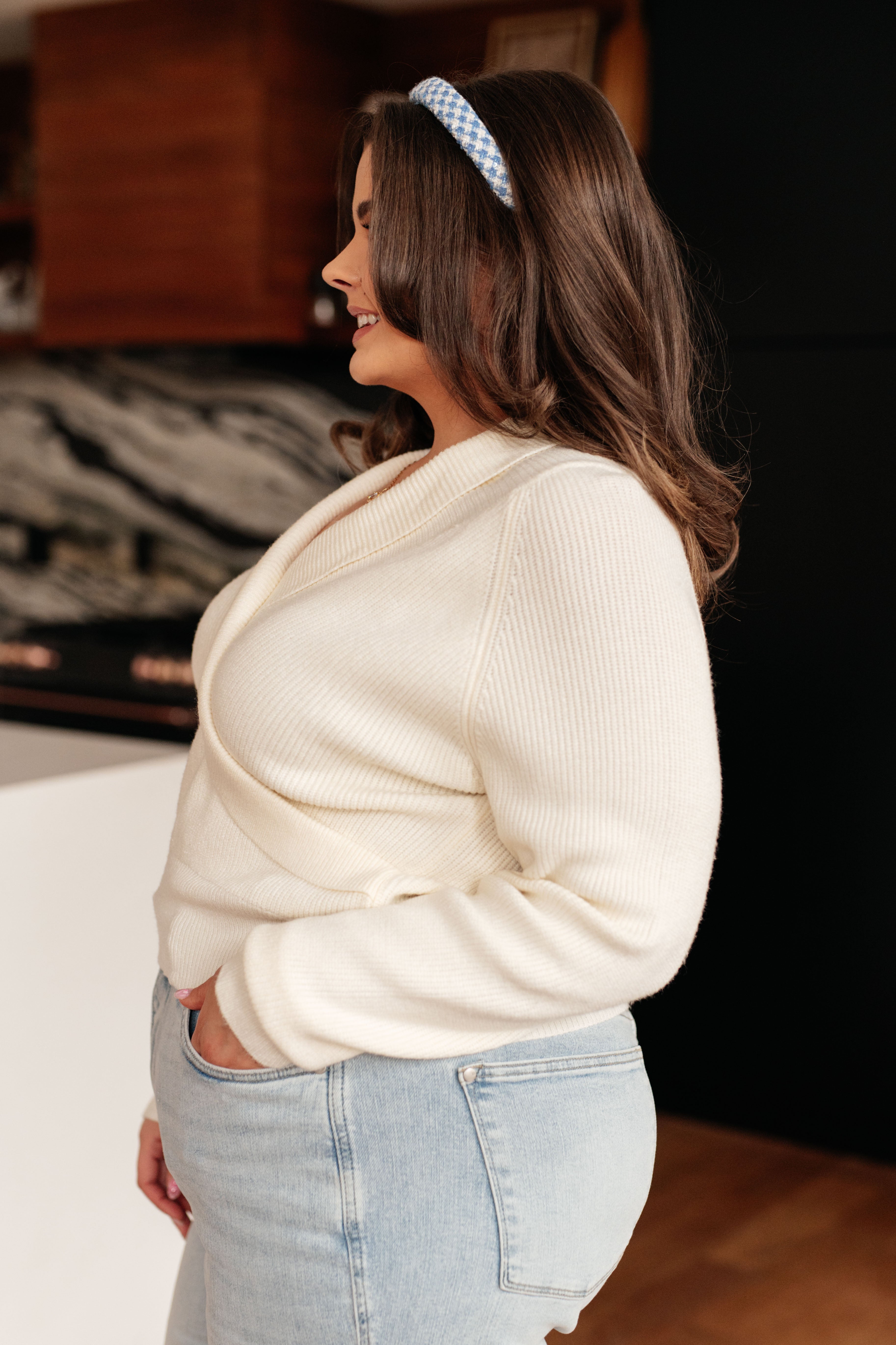 Crop Sweater in Surplice Style