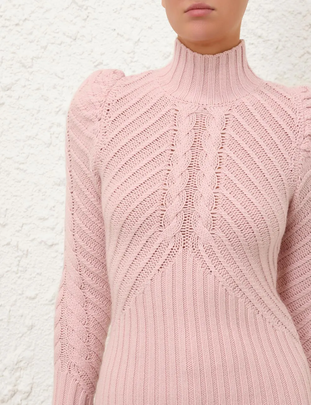 Trendy Turtleneck Cable Sweater by Crush