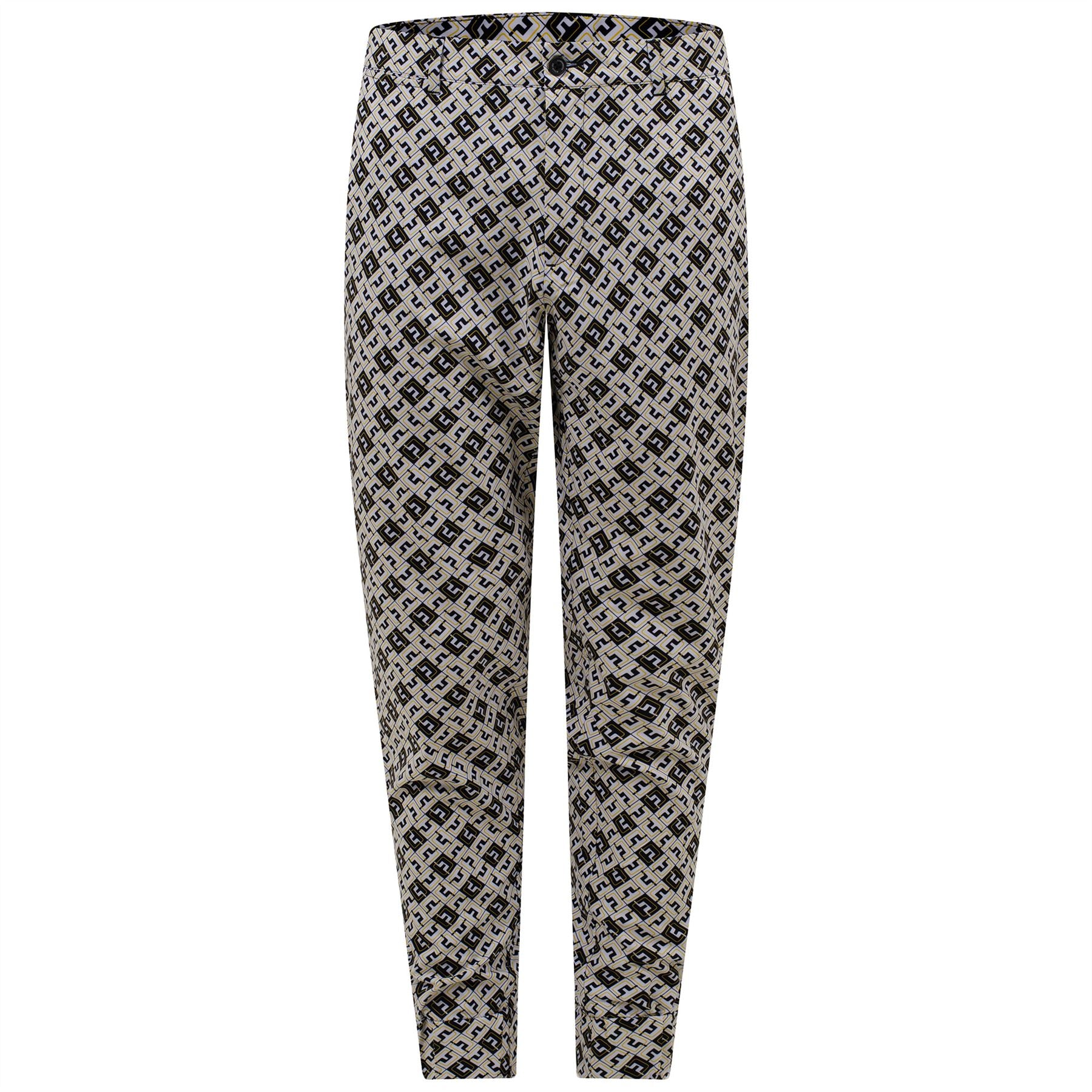 Cuff Double Weave Stretch Jogger Print Pant - Black JL Monogram Check