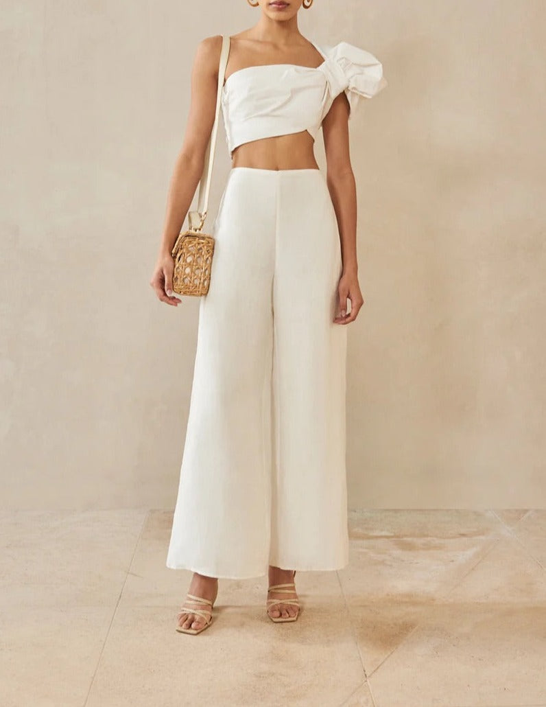 Cult Gaia off white linen Kora Pant