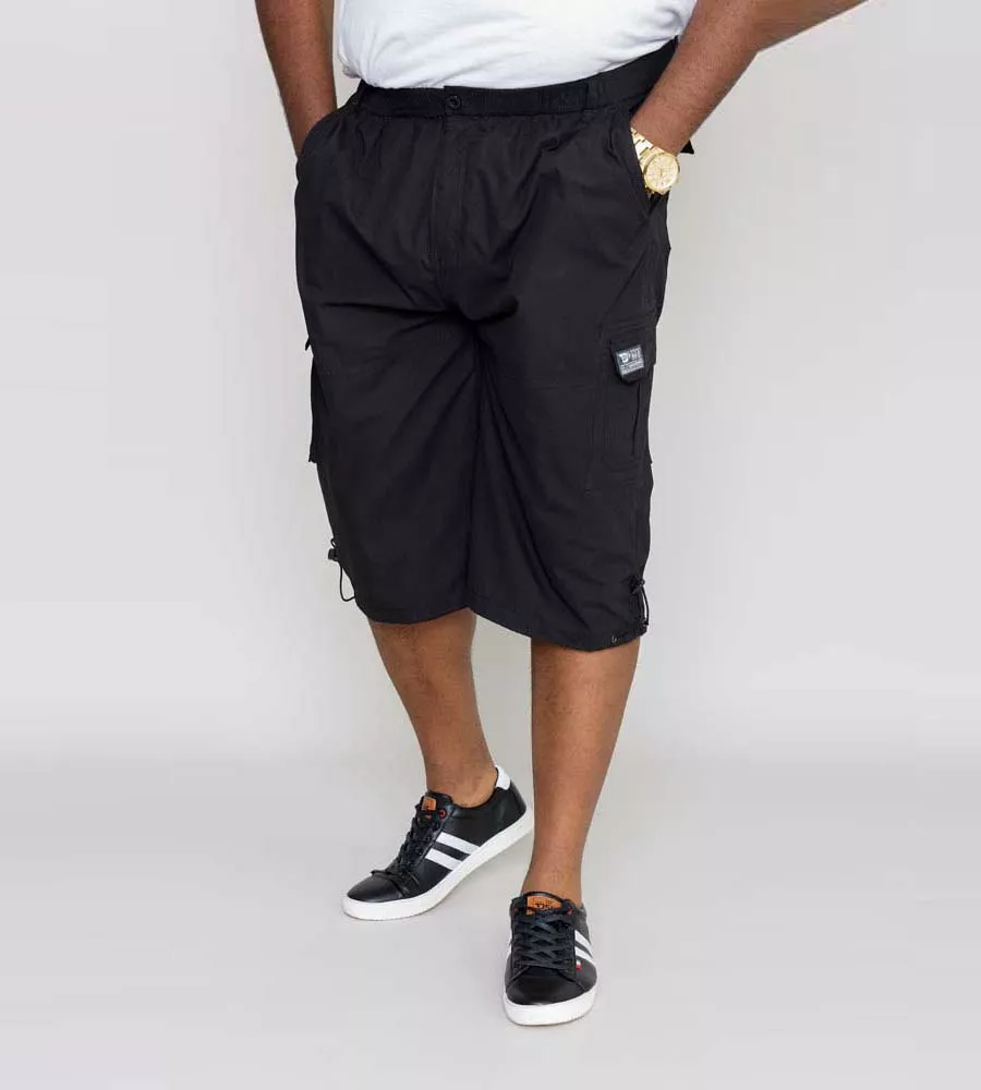 D555 Big Men's Black Cargo Capri Pants with Leg Pockets (Mason Black)