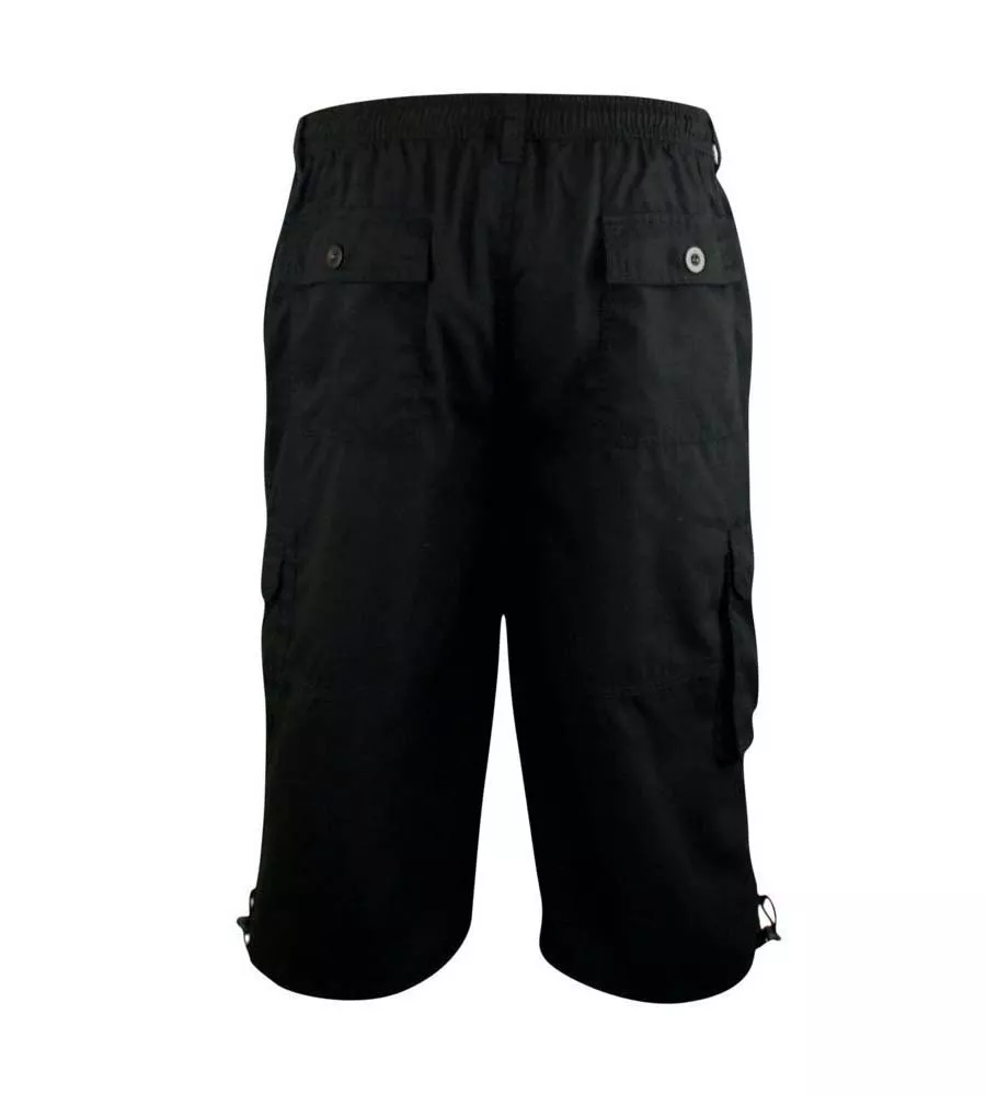 D555 Big Men's Black Cargo Capri Pants with Leg Pockets (Mason Black)