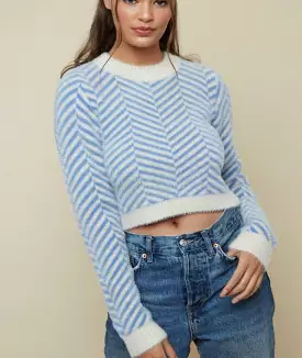 Dasha blue zigzag sweater-crop - result: Buy Dasha blue zigzag sweater-crop online