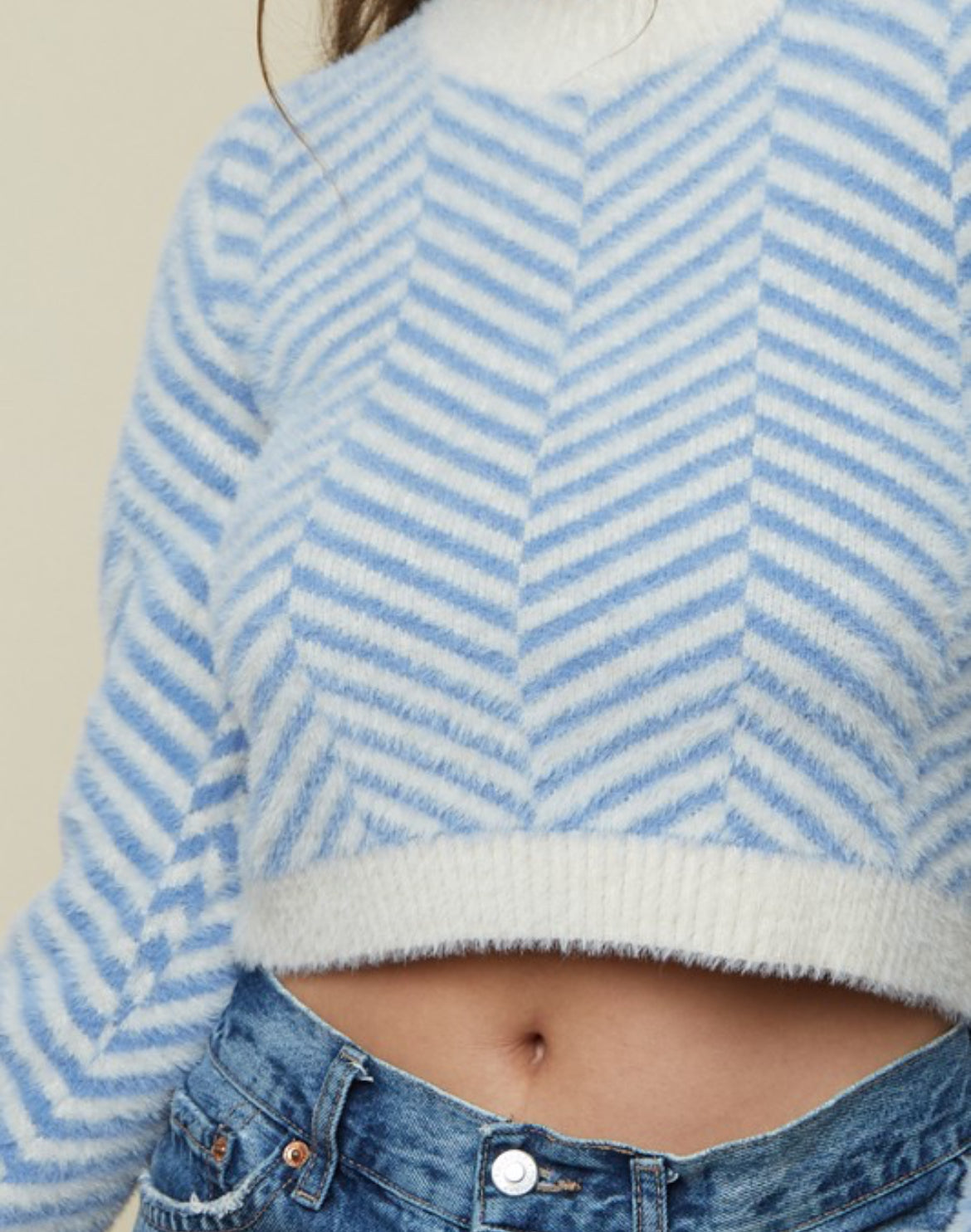 Dasha blue zigzag sweater-crop - result: Buy Dasha blue zigzag sweater-crop online