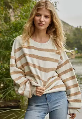 Davis Striped Sweater Mocha