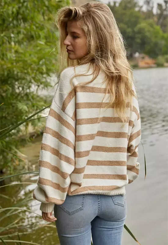 Davis Striped Sweater Mocha