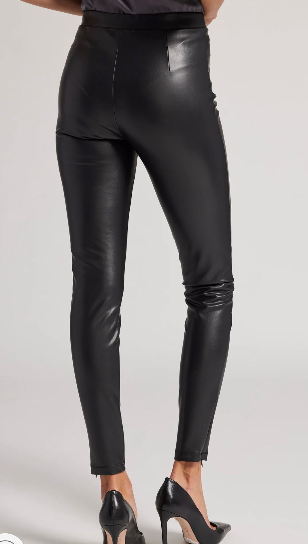 Dawson Black Vegan Leather Button Leggings - Generation Love