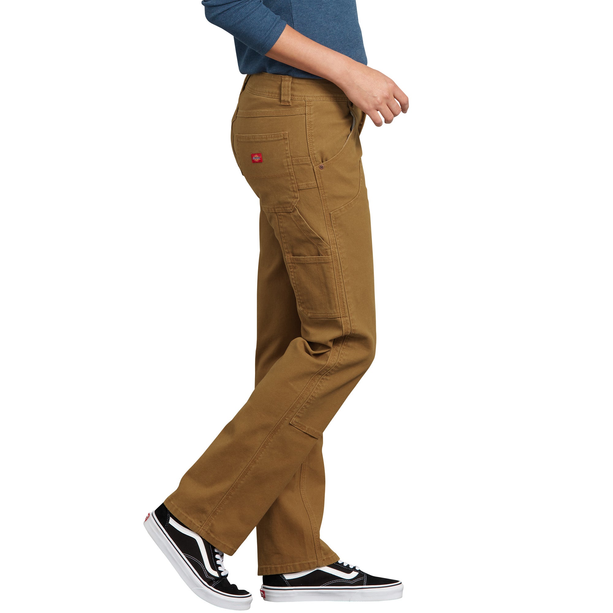 Dickies Women's Brown Stretch Double Knee Front Carpenter Work Pant FD2500RBD