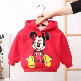 Disney Kids Hooded Sweater - Autumn/Winter Collection with Added Velvet - Boys/Girls Cartoon Baby Hoodie - Kid's Long Sleeve Top